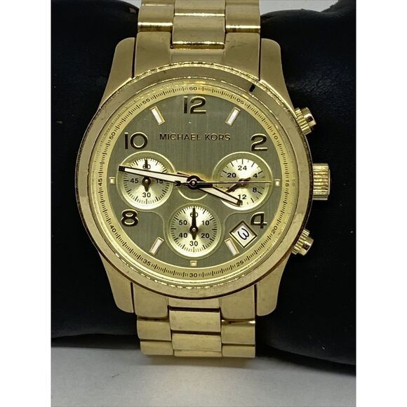 Michael Kors Runway MK5055 Unisex Gold Stainless Steel Analog Dial Watch WFH98 - Picture 2 of 12
